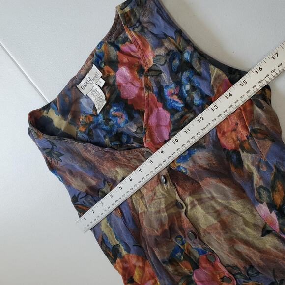Fairy Grunge Y2k Whimsigoth Dress Womens 8 Dark Floral Button Front Lined Boho - Picture 11 of 14